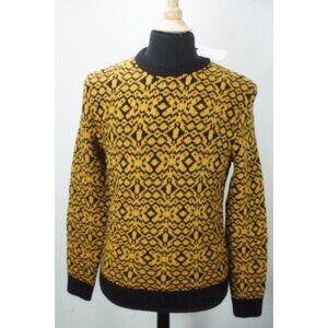 Eidos Girocollo THICK Yellow Black Woven Knitted Merino Wool Sweater M BRAND NEW